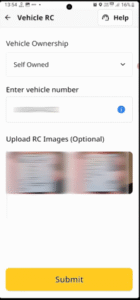 Vehicle RC पर क्लिक करें. Rapido में Bike कैसे लगाएं
