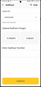 आधार/पैन कार्ड पर क्लिक करें