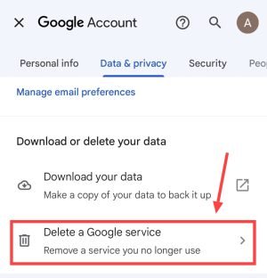 Delete a google service 